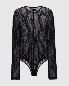 Versace Jeans Couture Black chain couture mesh bodysuit