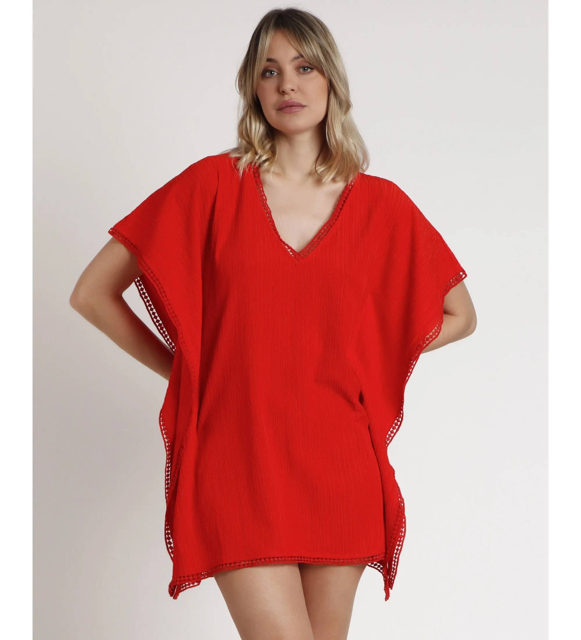 Vestido Kaftan Hawaii rojo