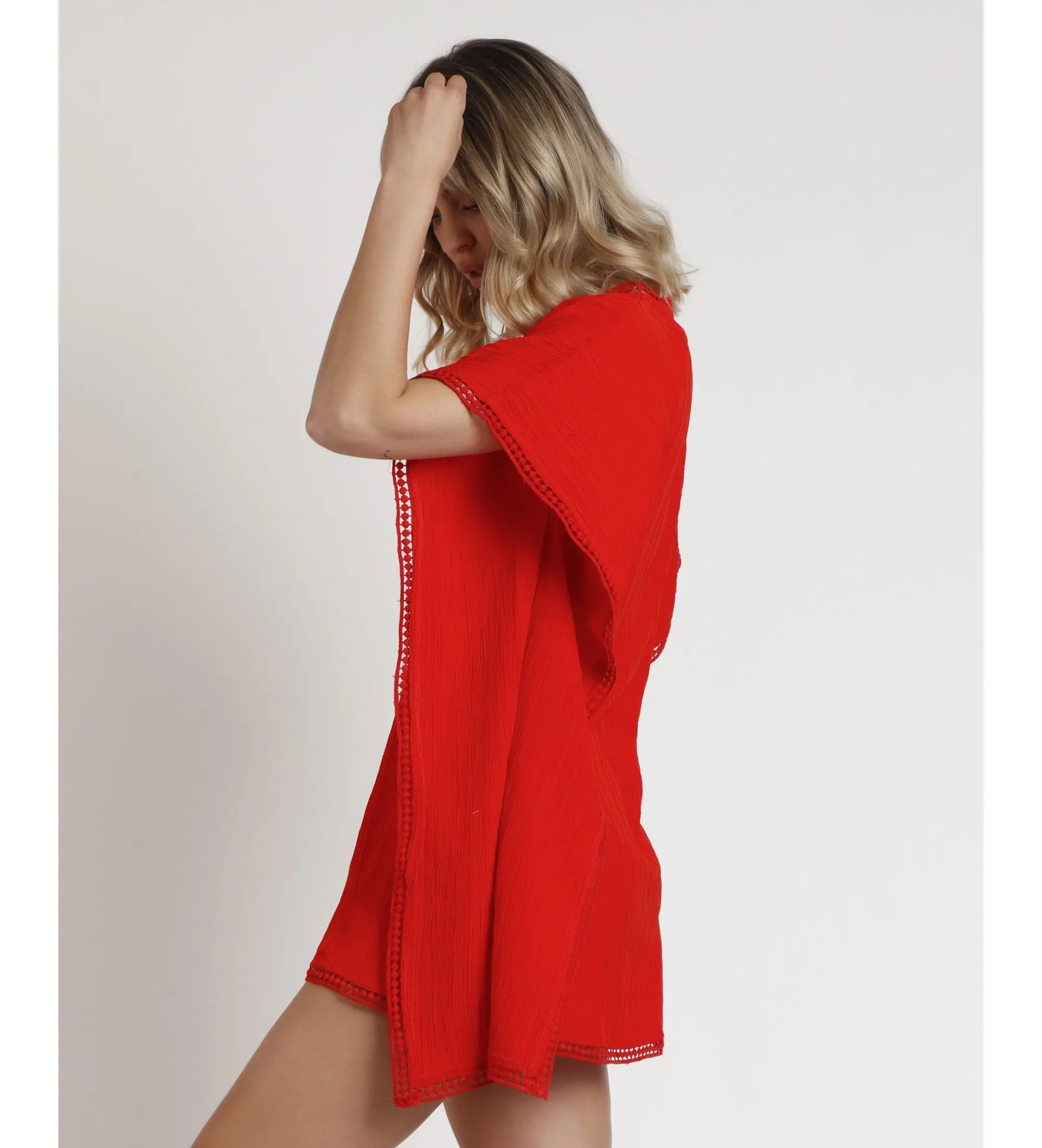 Vestido Kaftan Hawaii rojo