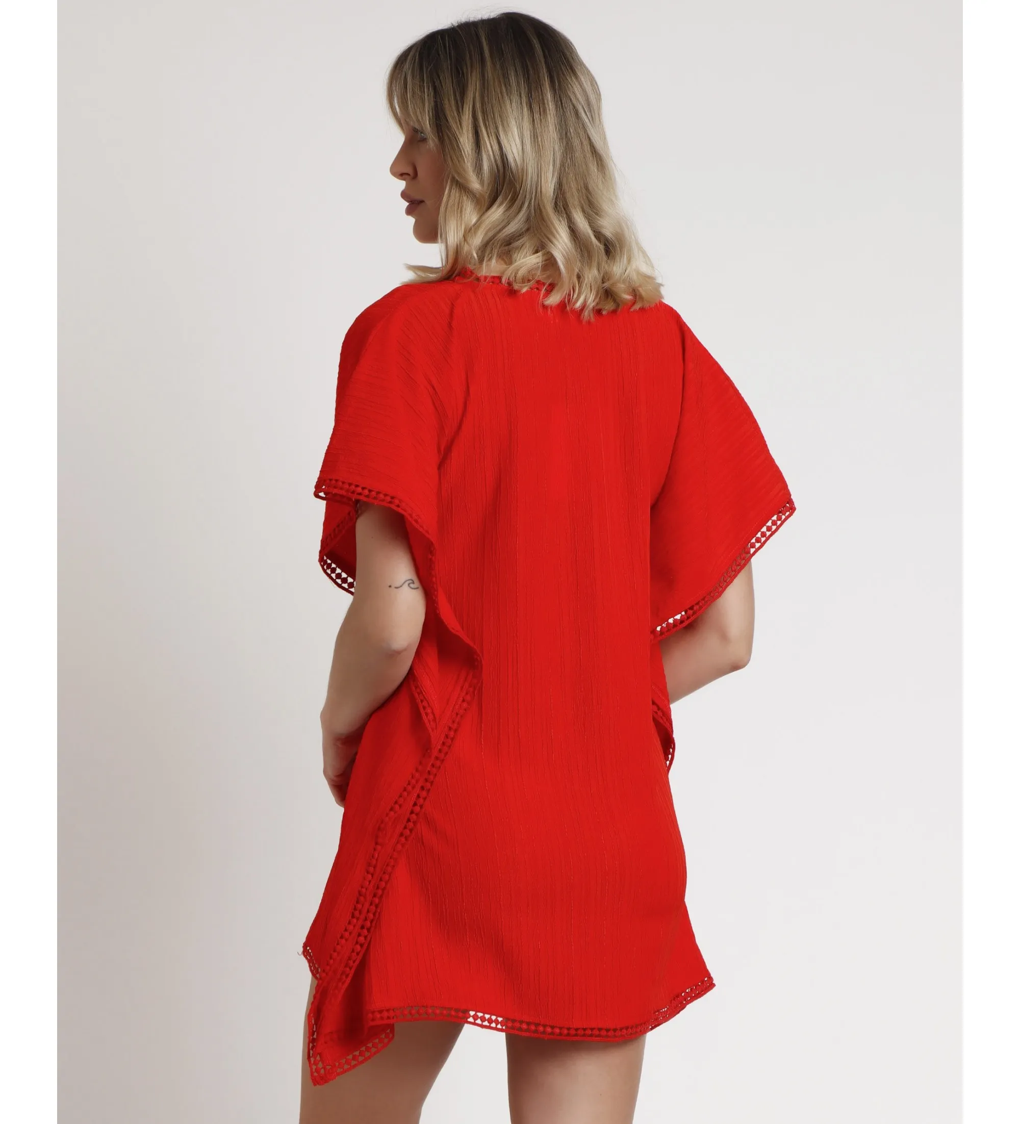 Vestido Kaftan Hawaii rojo