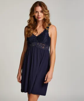 Vestido lencero Nora Lace - Azul