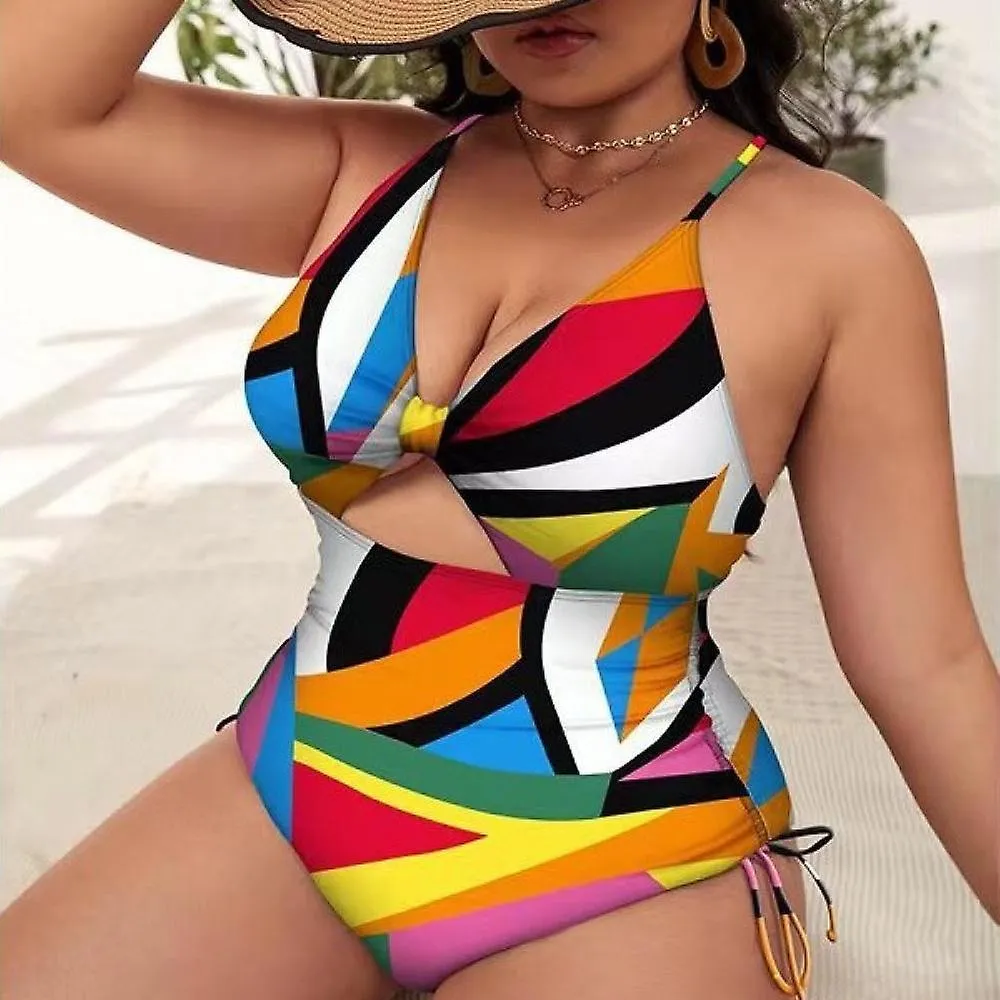 Women's Plus Size Fat Girl Printed Push Up Hollow One-Piece Sexy Bikini Women's Swimsuit