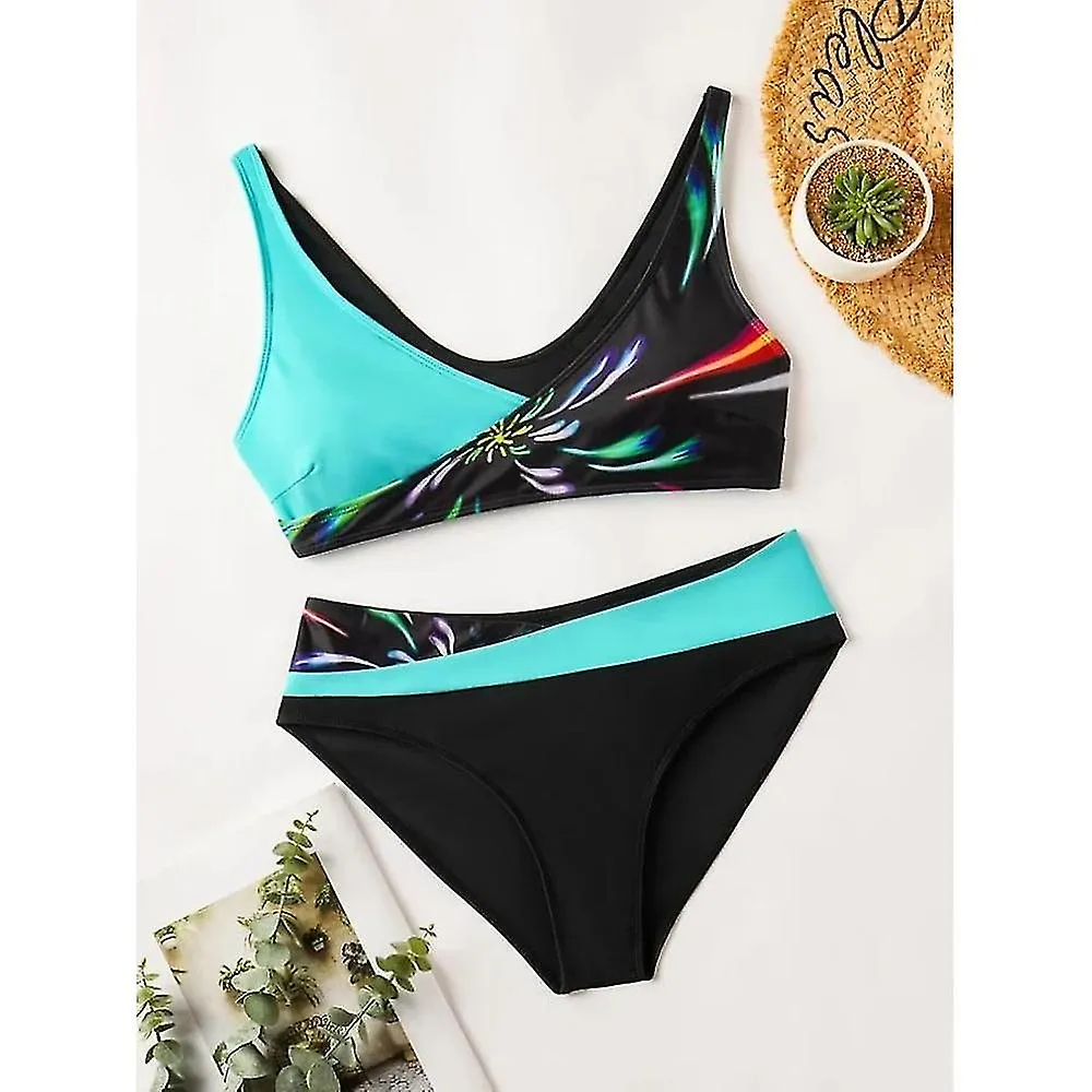 Women's Plus Size Swimwear Bikini Swimsuit 2 Piece Cut Out Graphic Push Up Summer Bathing Suits