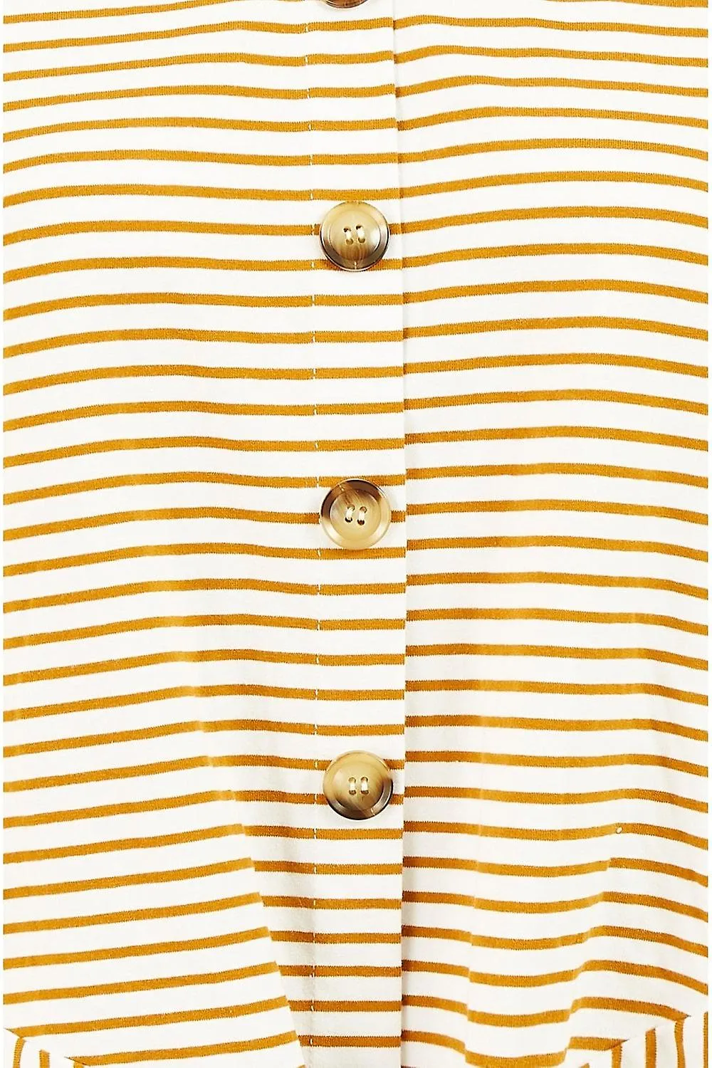 Women's Yumi Brown Striped Jersey Button Detail Top