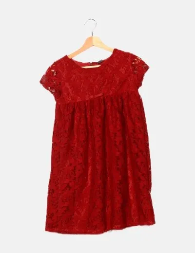 Zara Vestido rojo crochet