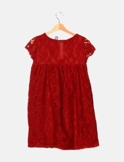 Zara Vestido rojo crochet